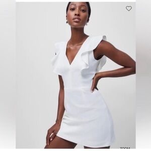 White House Black Market White Floral Sheath Dress Flutter Sleeves Lined Size 6